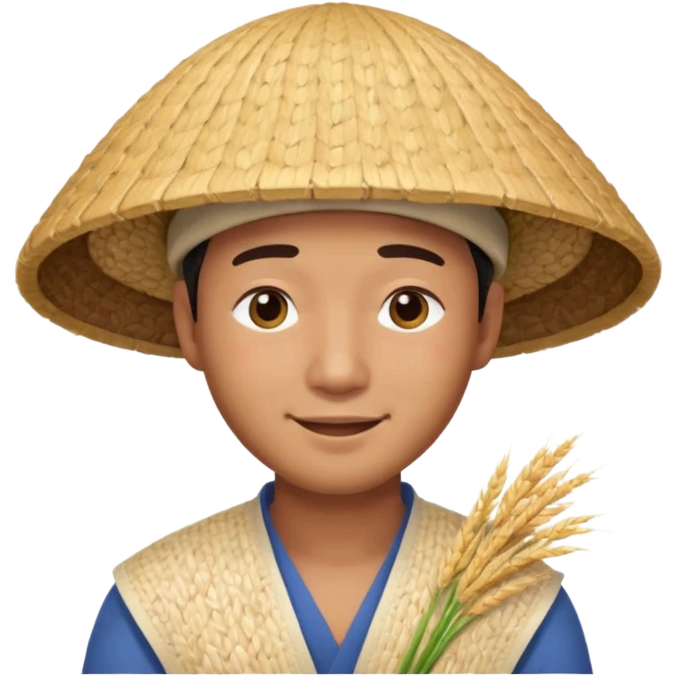 Asian guy with a rice hat, eyes more closed emoji