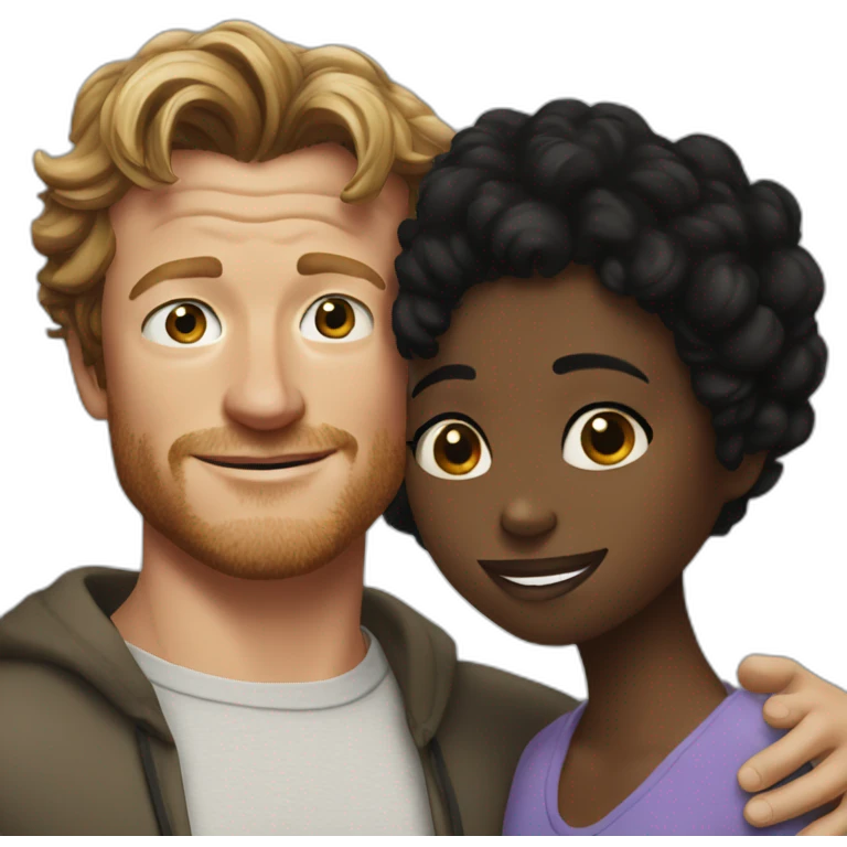 Simon baker hug a black girl brown eyes and short black hair emoji
