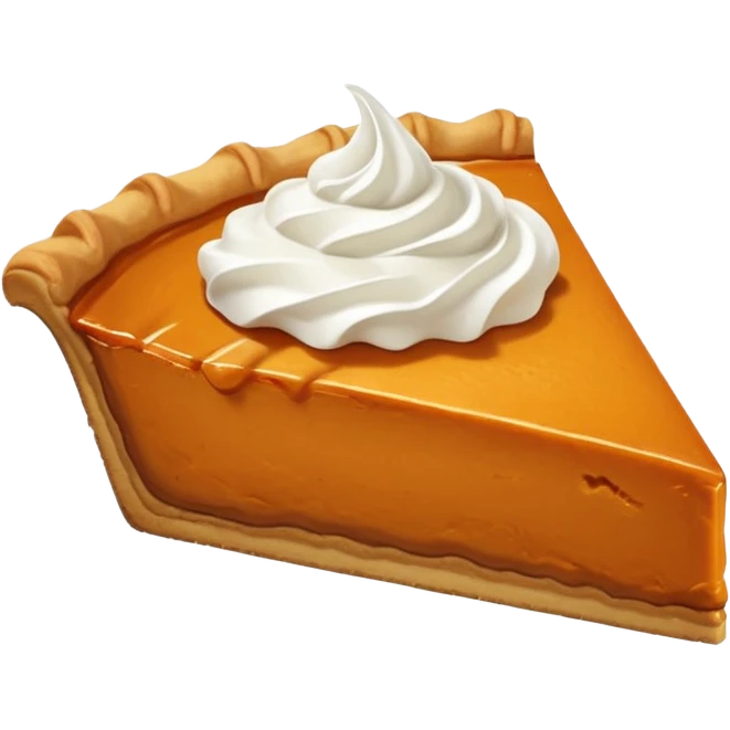 Big piece of pumpkin pie with lots of whipped cream on top emoji