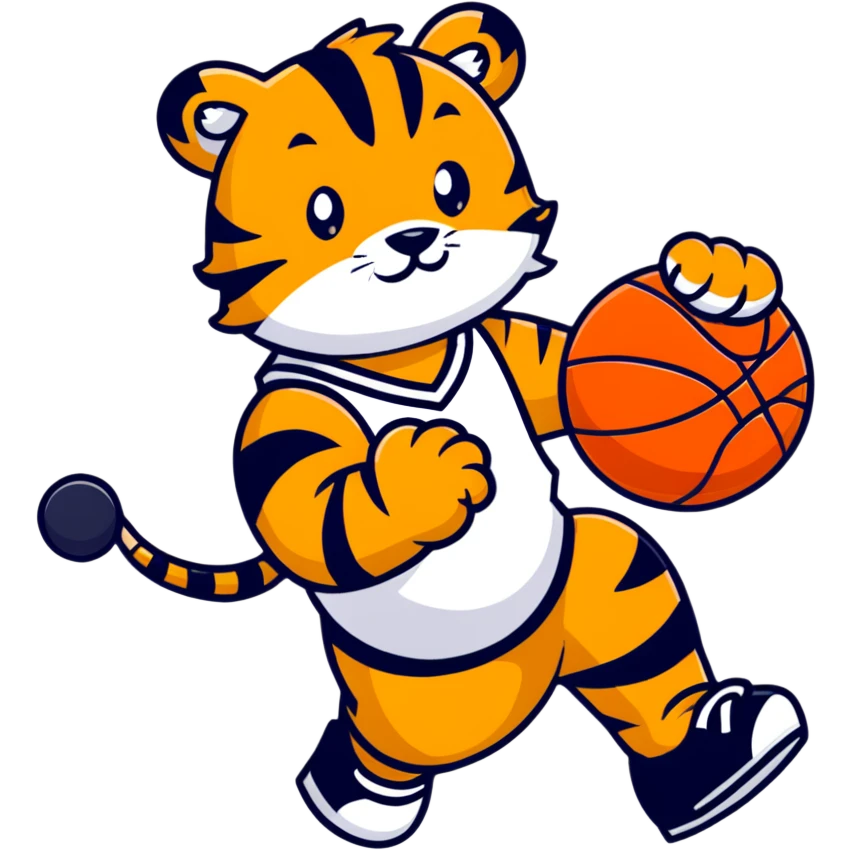 cartoon tiger playing basketball, vibrant colors emoji