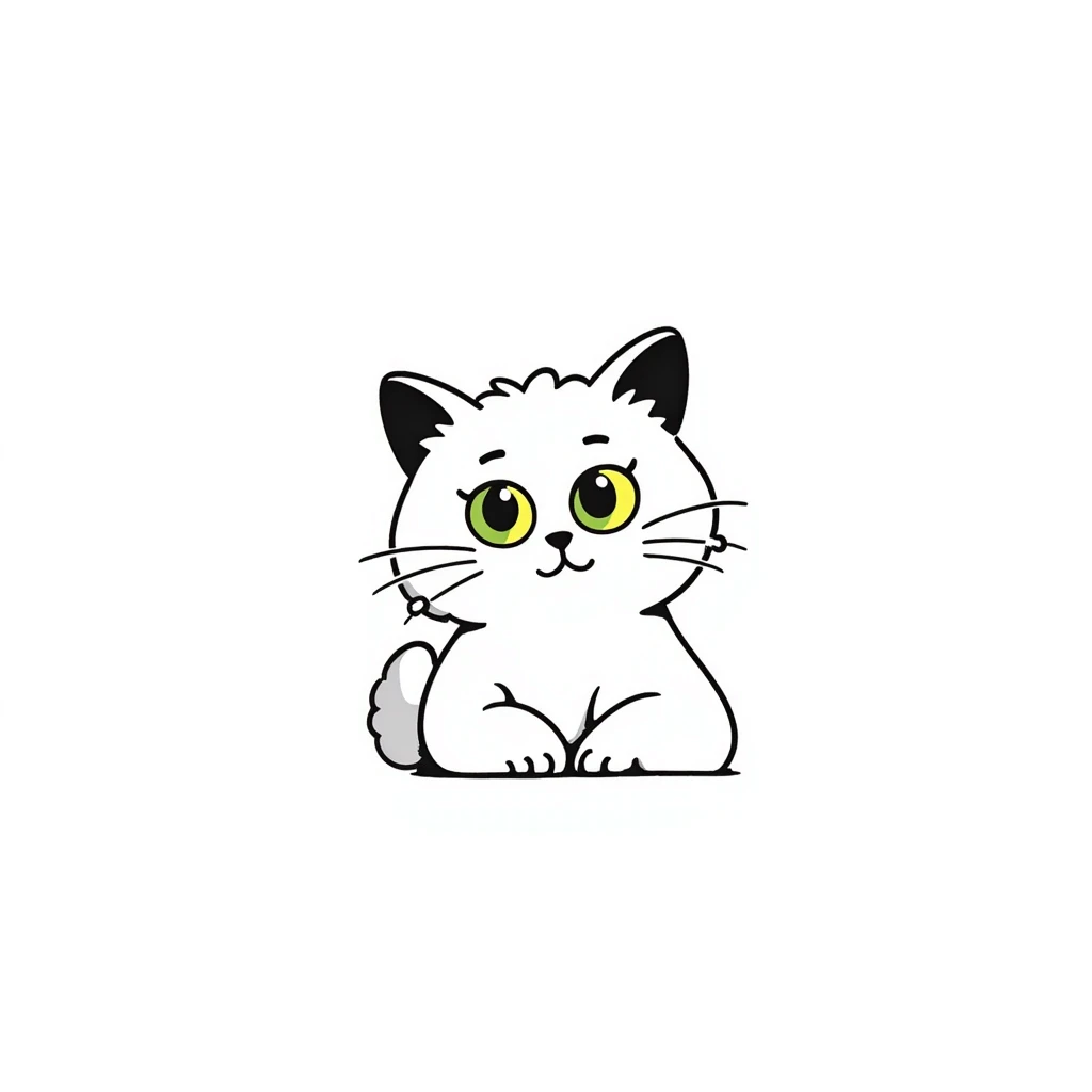 white devon rex cat with yellow-green eyes emoji
