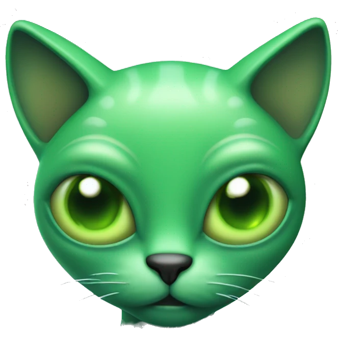 green cat alien with 4 eyes and 3 whiskers on each side emoji