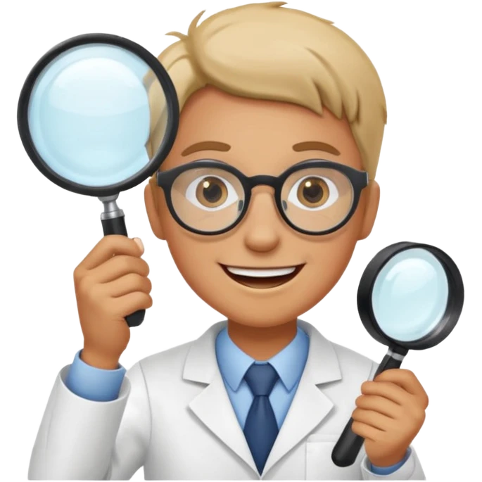curious energized scientist lookin at something with a magnifier glass
more dinamic emoji  emoji