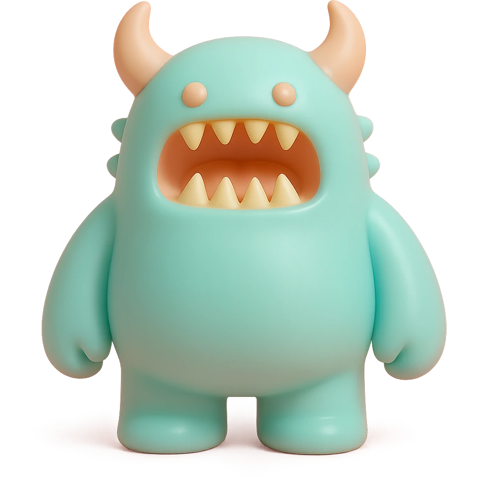 scary monster with horns and sharp teeth, detailed emoji
