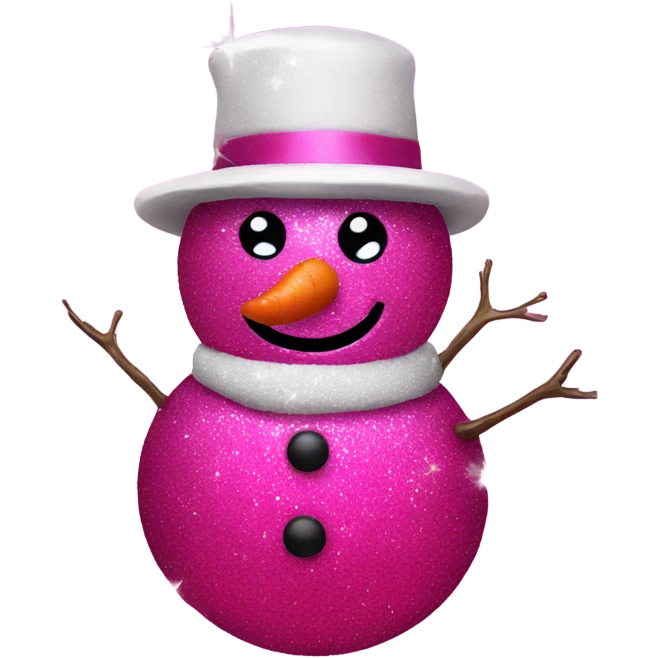 Hot pink snowman with glitter  emoji