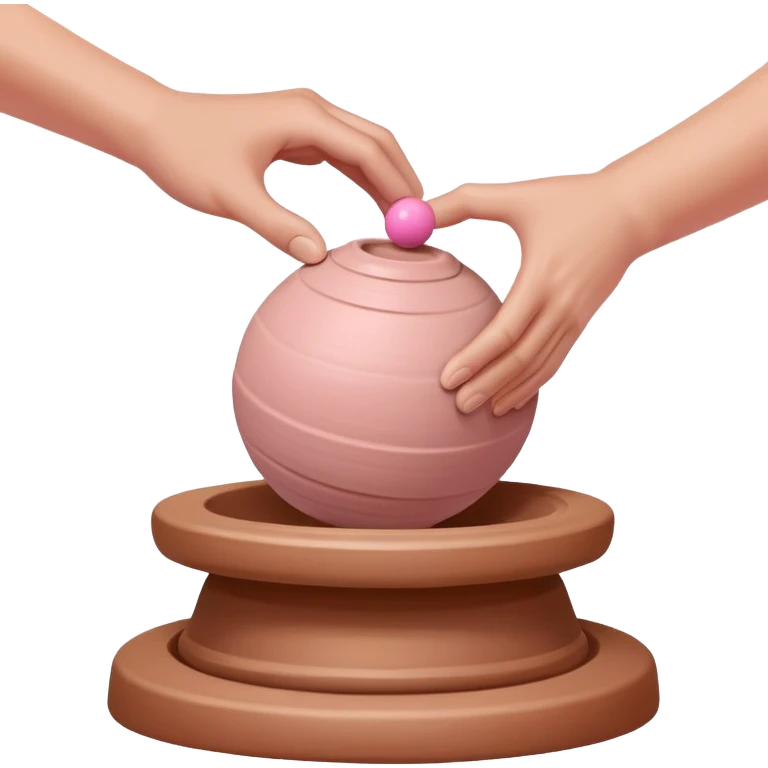 one hand throwing a pink ball of clay onto a pottery wheel emoji