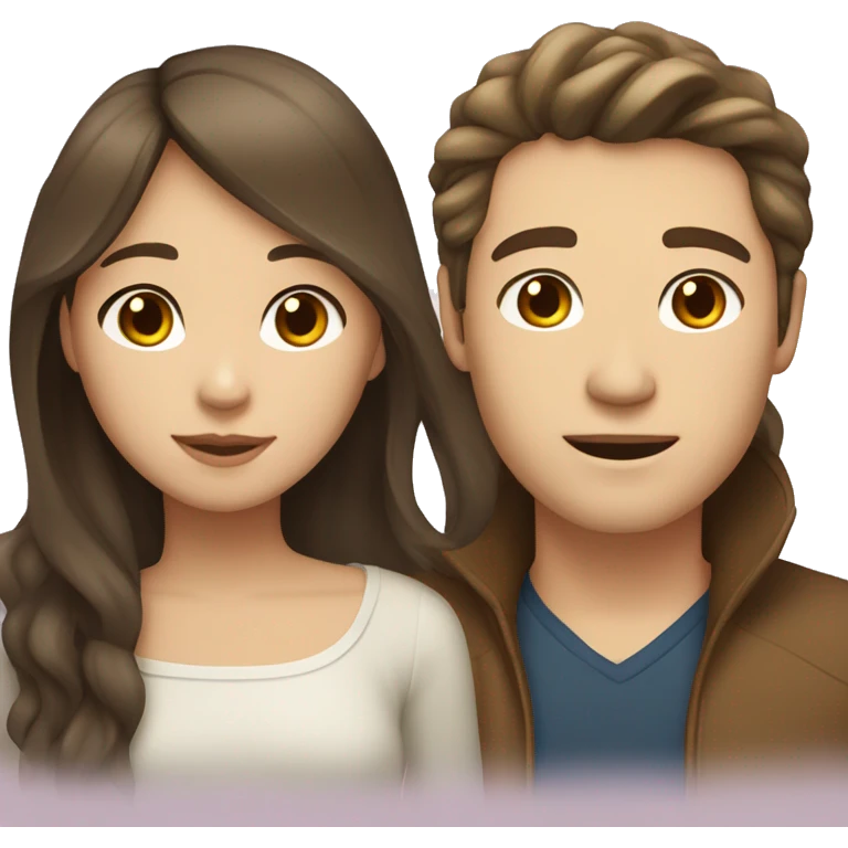 brown haired asian girl with straight hair and brown haired white guy with wavy hair emoji