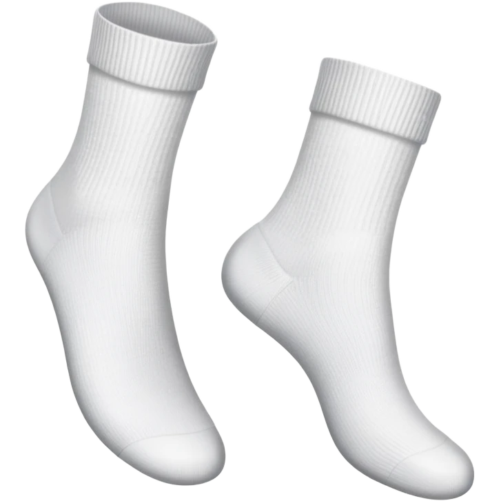 bottom view of two feet wearing white socks, showing soles emoji