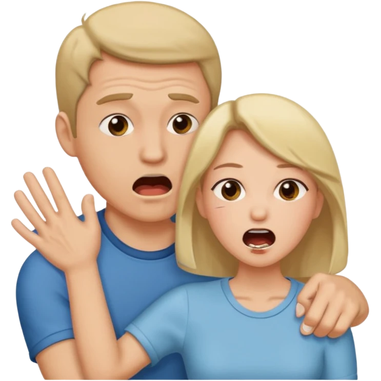 can you genaret for me a sticker including a guy and a girl she is slapping him on his mouth and telling him (bil kaf 3ala bozak) emoji