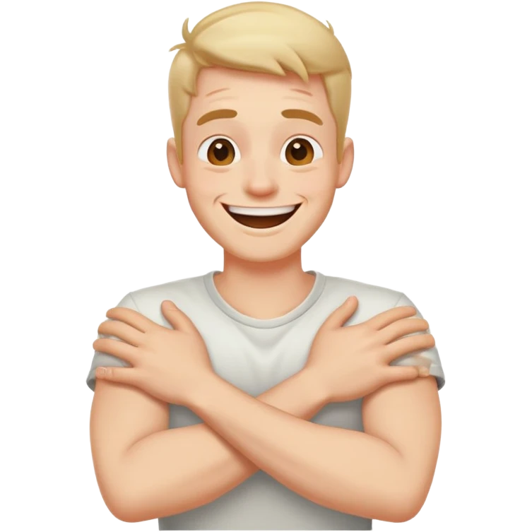 arms crossed holding neck laughing guy emoji