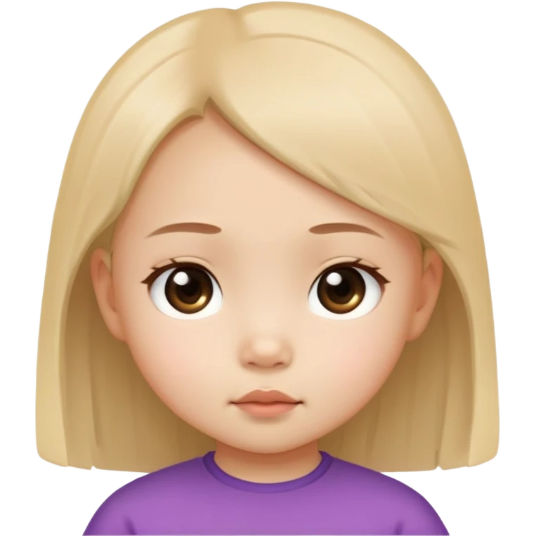 toddler girl face, Asian eyes, light skin, straight hair, no neck emoji