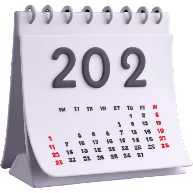 white calendar with just the number 2025 emoji
