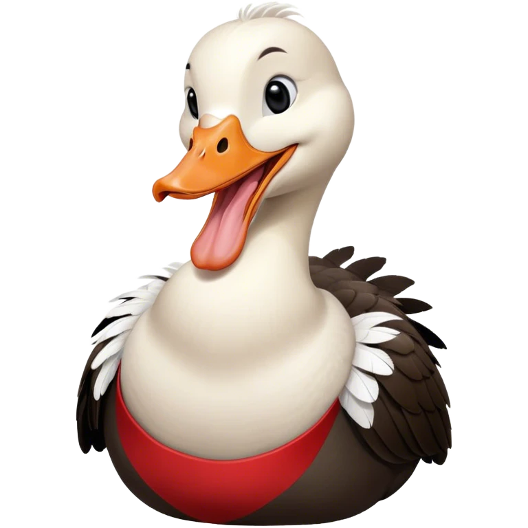 super goose laughs in black and red outfit emoji