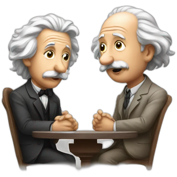 Newton argue with Einstein emoji