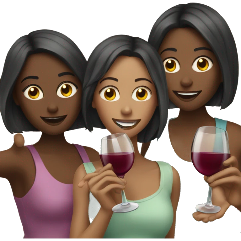 three Girls drinking wine emoji