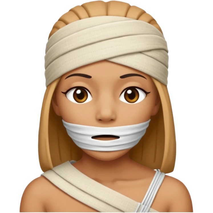 The mummy girl with her mouth closed emoji