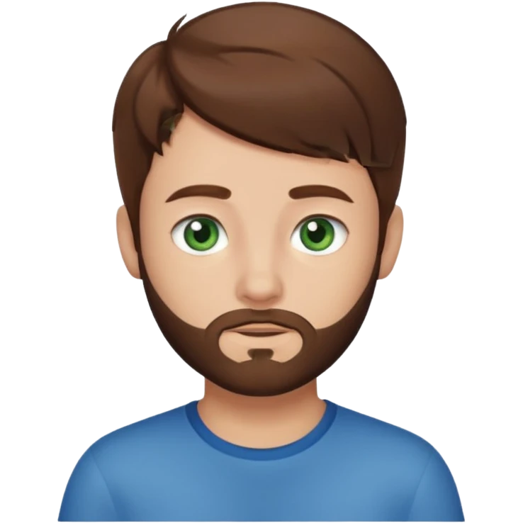 a boy with brown hair, with bluey green eyes, a little bit of beard emoji