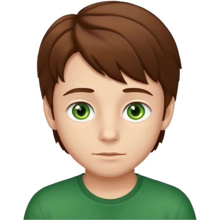 Boy with Brown haïr and Green Hazel elle emoji