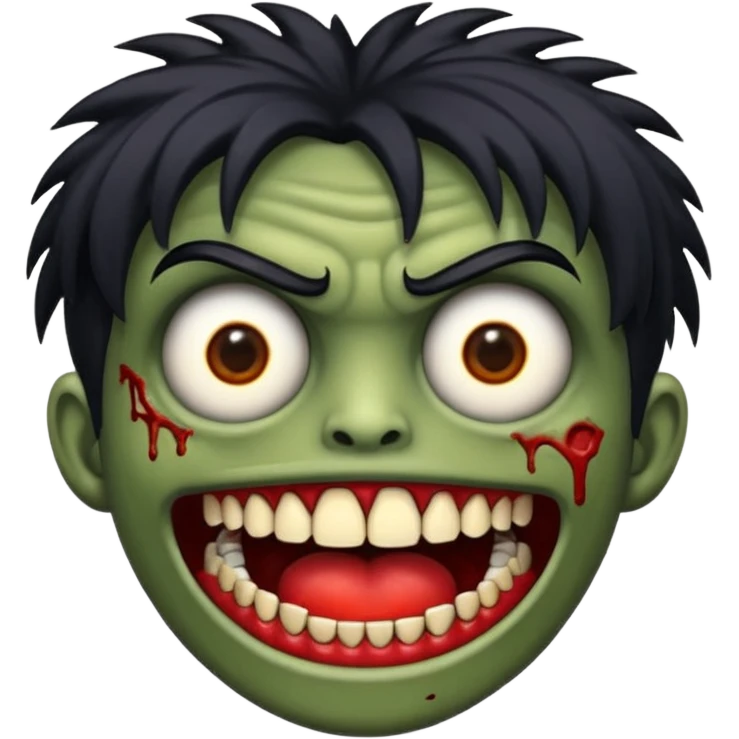 me faça o emoji de uma zumbi estilio IOS so que com o cabelo curto e preto de franja emoji