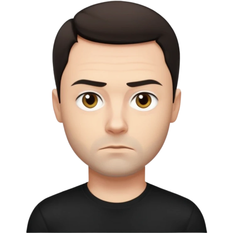 Oliver Riedel, serious face, short dark hair, black t-shirt emoji