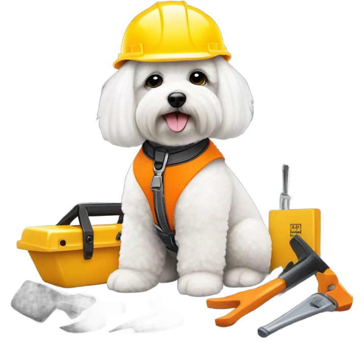 Maltese Bichon working on the construction site emoji