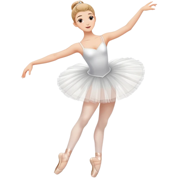 elegant ballerina in a white tutu doing a grand jeté leap emoji