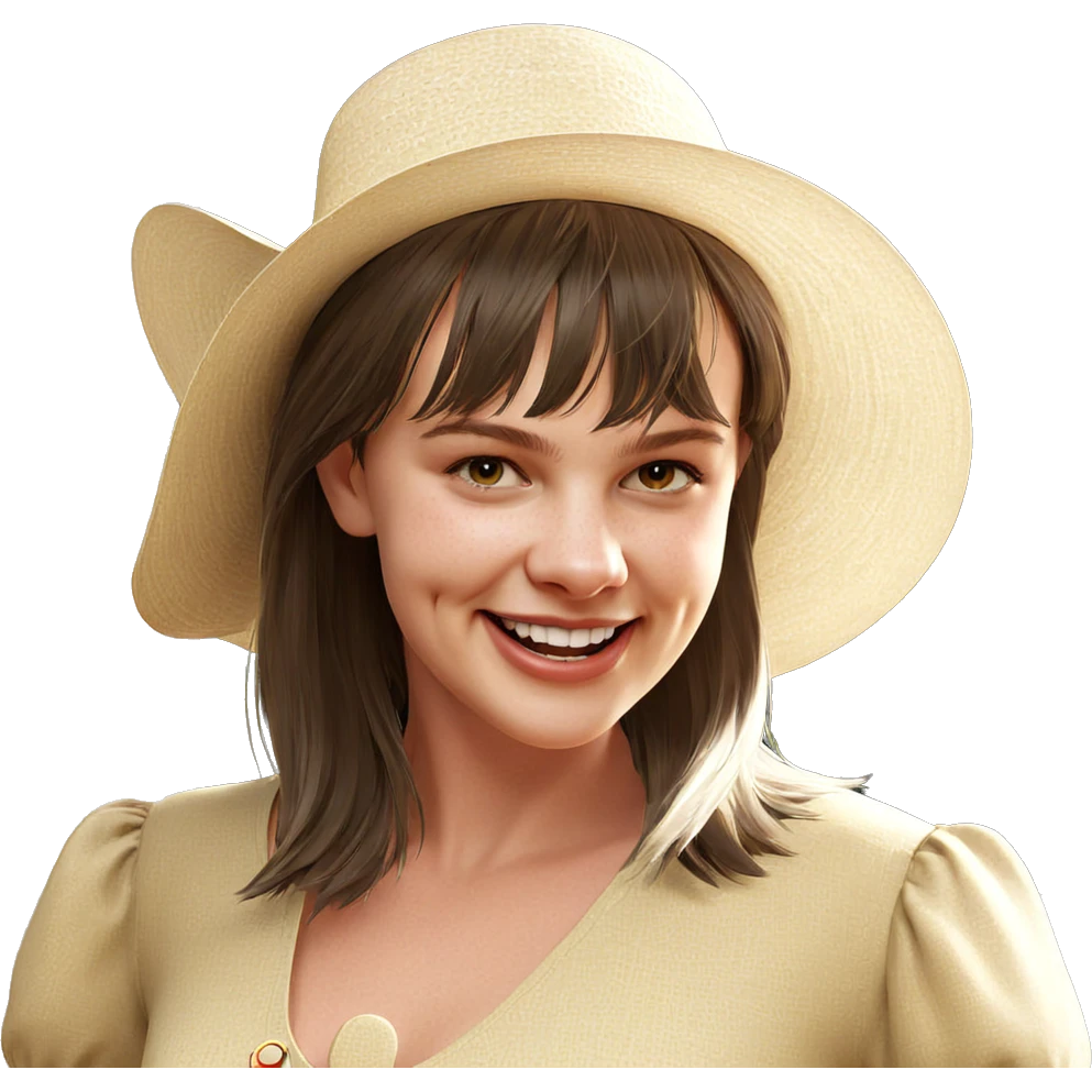 smiling girl in sun hat emoji