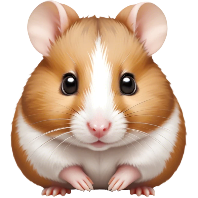 Cinematic Noble Brown and White Banded Hamster Portrait Emoji, Poised and regal, with a tiny, compact build and a uniquely patterned fur of warm brown and crisp white bands, deep-set soulful dark eyes, Simplified yet sharp and sophisticated features, highly detailed, glowing with a soft, dignified glow, high shine, intelligent and charming, stylized with an air of distinctive elegance, focused and attentive, soft glowing outline, capturing the essence of a watchful and confident rodent, so majestic it feels as though it could scurry out of the screen with effortless authority! emoji