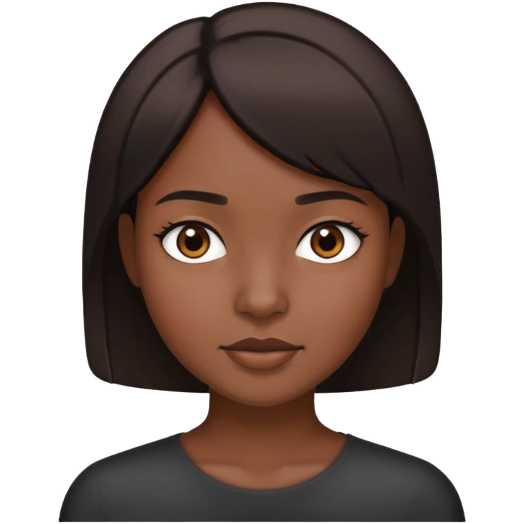 Young Dark brown woman with short straight hair and skinny make her skin darker  emoji