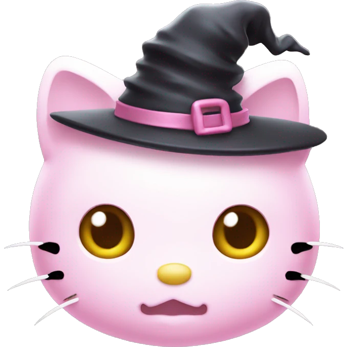 Hello kitty with witch pastel pink hat emoji
