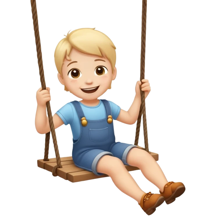 child swinging on a swing, joyful expression emoji