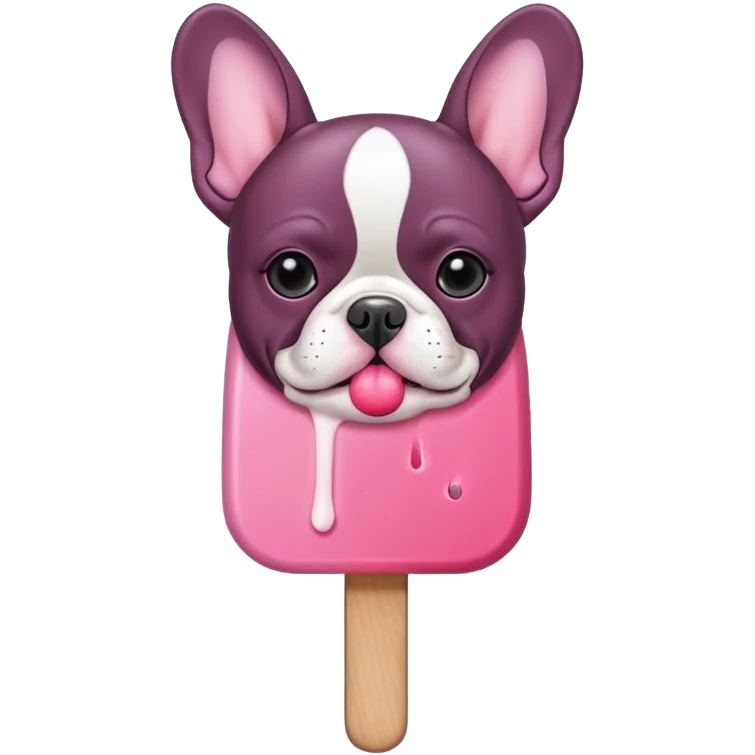 Pink Popsicle in the shape of French Bulldog emoji
