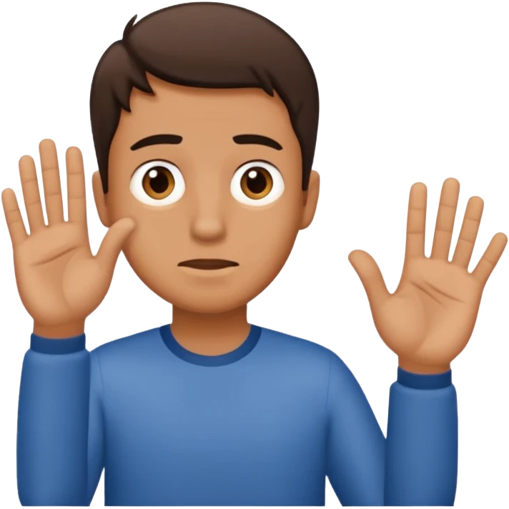 Confused guy with a 6 above his left hand and a 7 above his right hand emoji