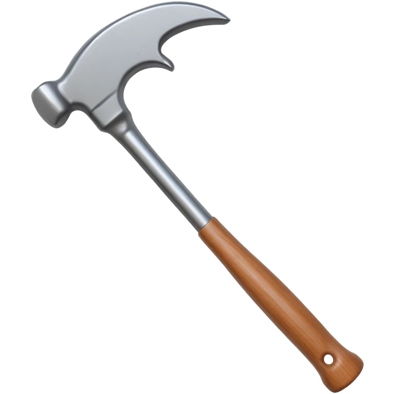 Generate a highly detailed, realistic 3D icon of a standard claw hammer in the minimalist Apple app icon style, like those seen in iOS or macOS apps—clean, elegant, with subtle depth, smooth curves, and professional rendering emoji