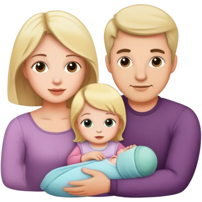 Husband, wife and little daughter infant emoji