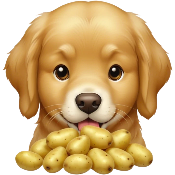 Golden retriever, eating potatoes emoji