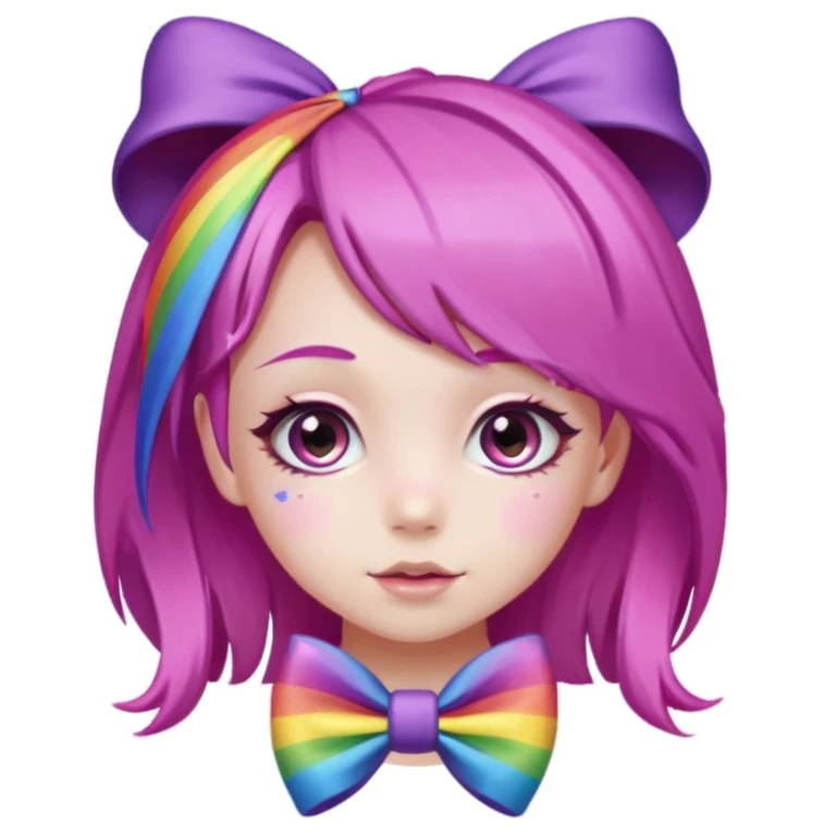Purple Loli girl with pink hair and a rainbow bow emoji