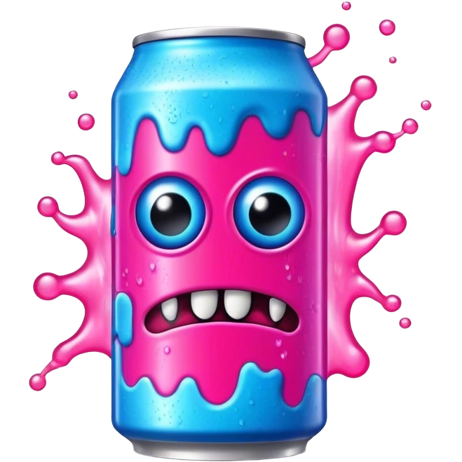 neon pink and blue energy drink "monster" emoji
