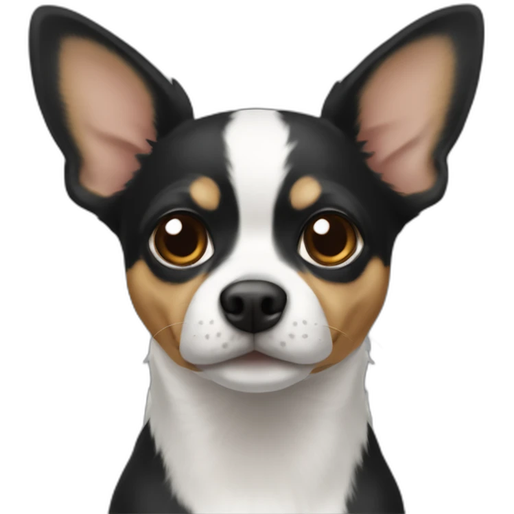 Chiwawa mix black body and a little white one ear down emoji