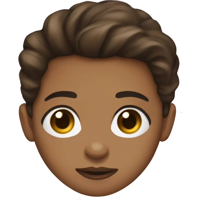 brunette light skin hazel eyes big lips arched eyebrows long dark brown hair emoji