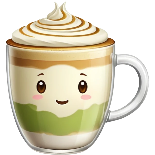 pistachio latte with latte art emoji