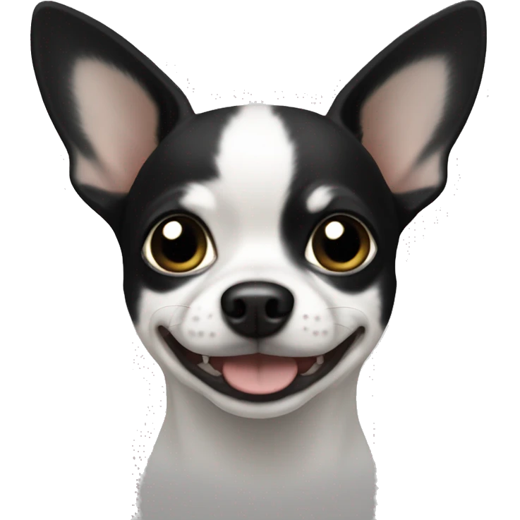 white a black chihuahua with black ears emoji