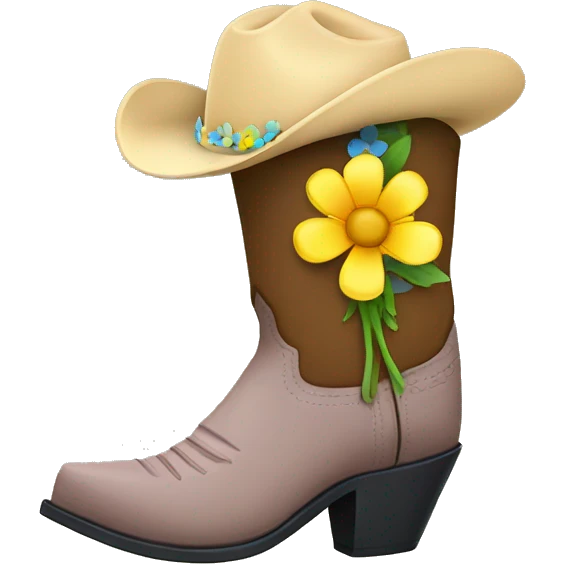 Cowboy boot with flowers emoji