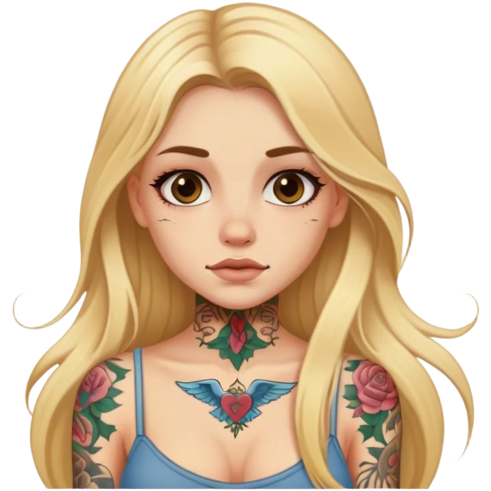 girl with long blonde hair and tattoos emoji