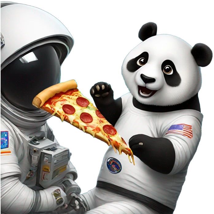 Panda eating pizza in space  emoji