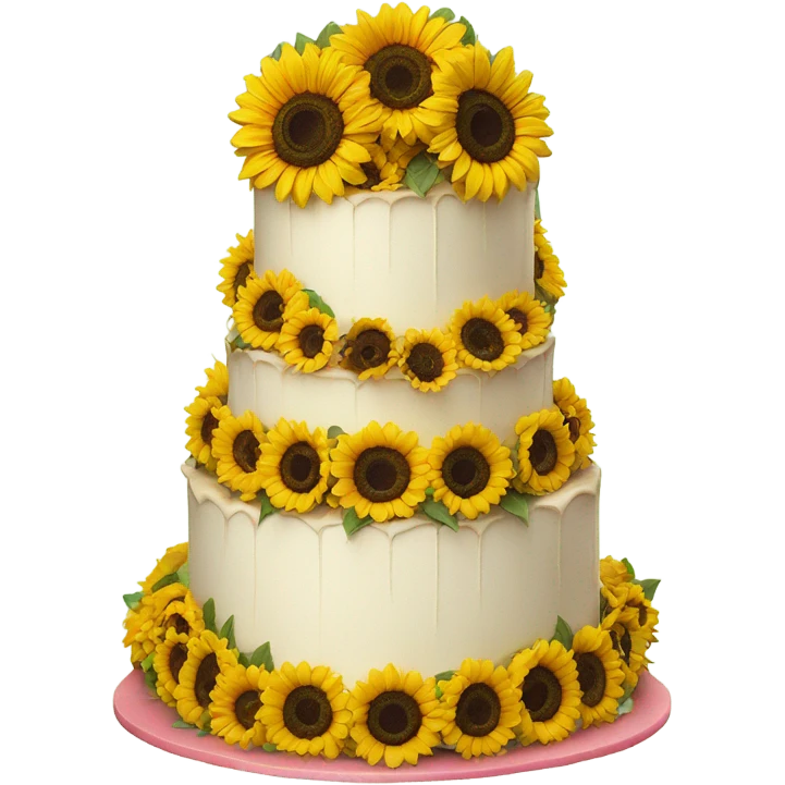 a wedding cake that is half filled with sunflowers and half filled with roses  emoji