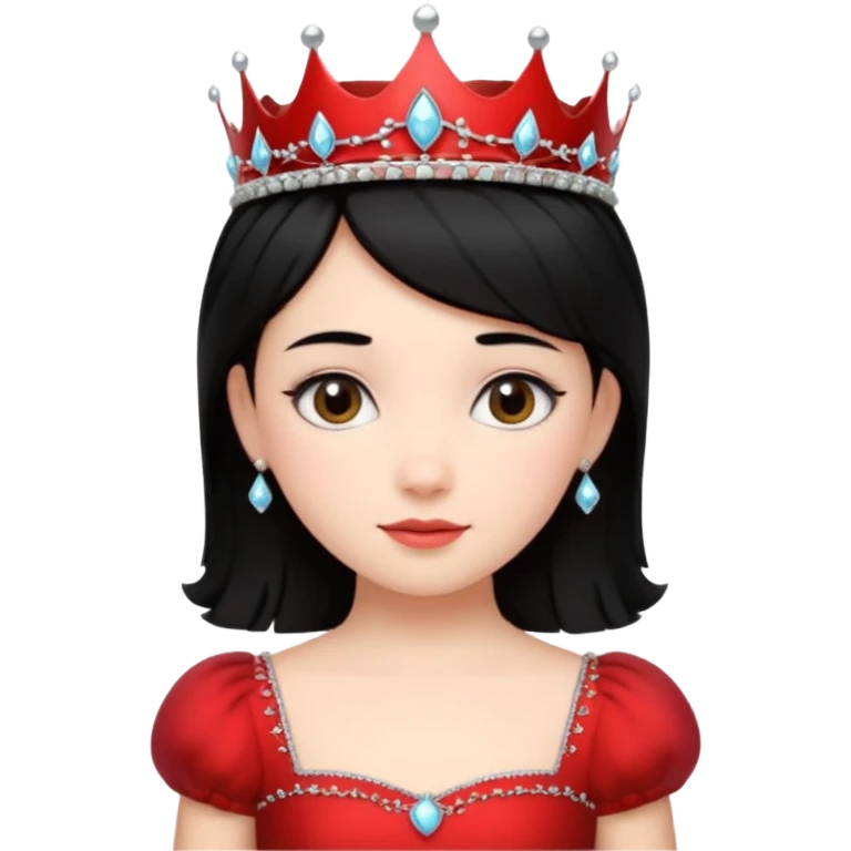 دختری با لباس پرنسسی کوتاه قرمز وموهای مشکی emoji