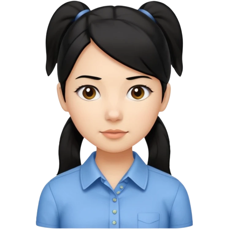 cewe lembut rambut hitam  kuncir satu kayak cute gitu tapi gausah adakepangnya  dan sudah agak dewasa gitu bajunya yang cute kemeja emoji