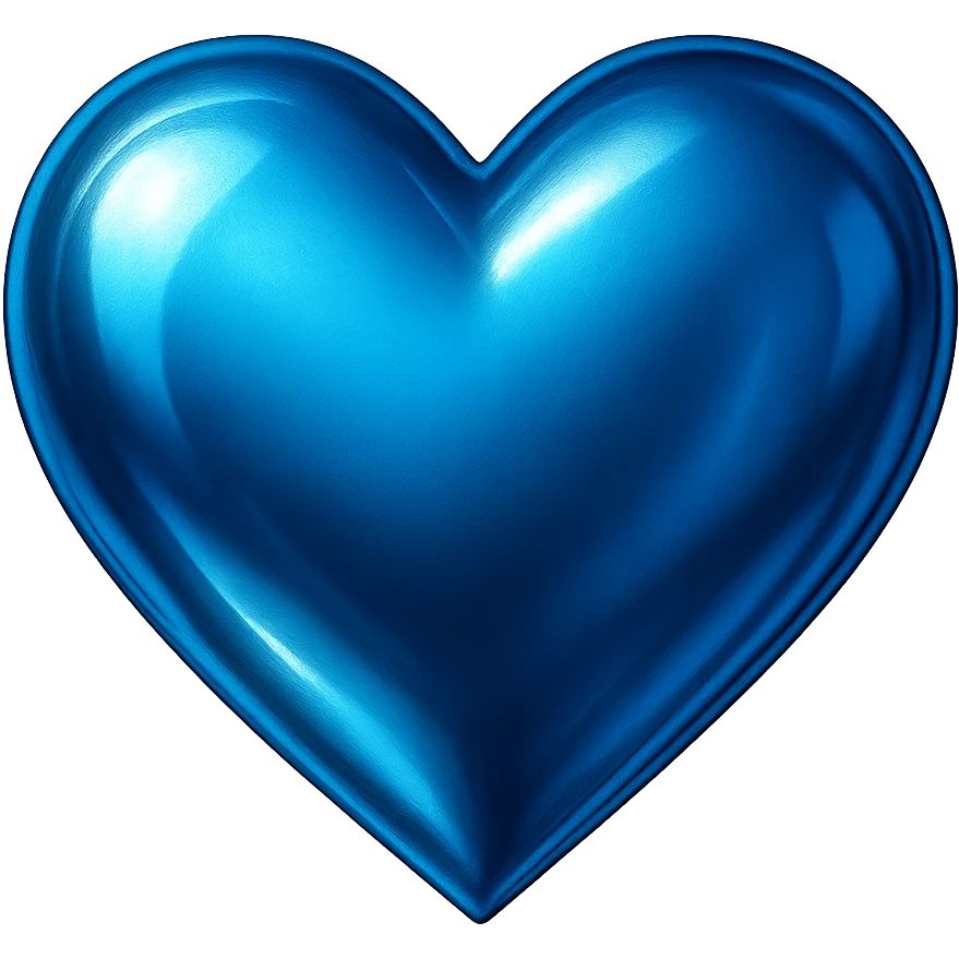 heart with a metallic blue finish, digital illustration, no background emoji