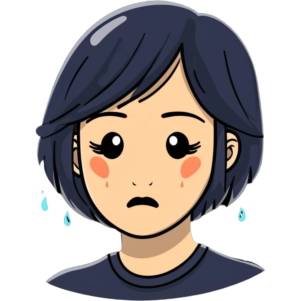Sad woman crying with tears emoji